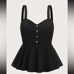 SHEIN Black Buttoned Tank Top